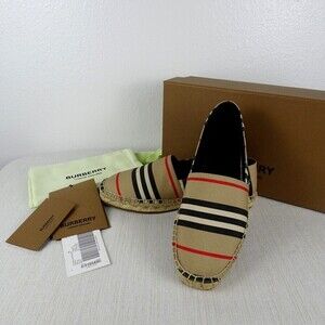 BURBERRY Alport Icon Stripe Espadrilles Shoes Flats Designer Luxury NIB 36